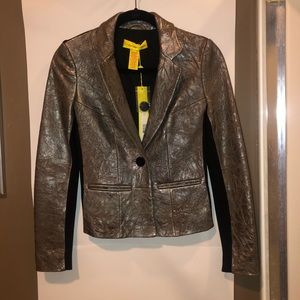 NWT Catherine Malandrino Metallic Leather Blazer
